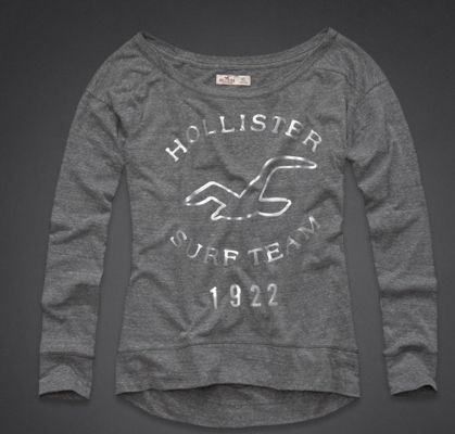 Camisa Feminina Hollister Manga Comprida Cinza