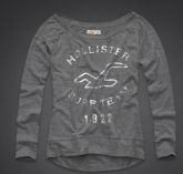 Camisa Feminina Hollister Manga Comprida Cinza